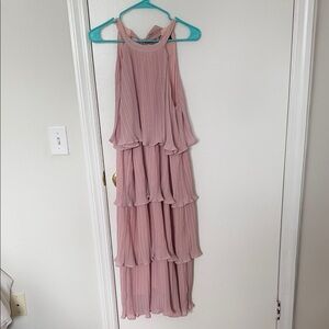 Elegant Pink Tiered Maxi Dress